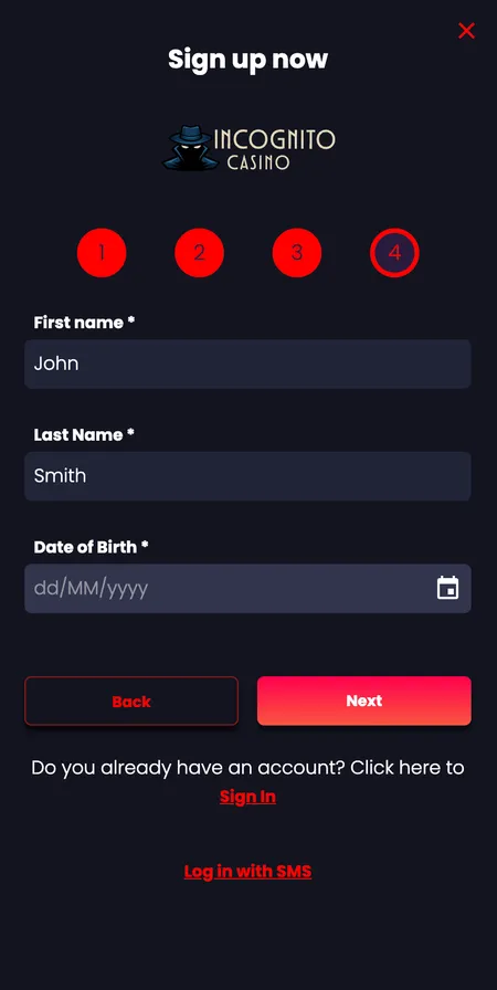 Registration step 3 - personal details